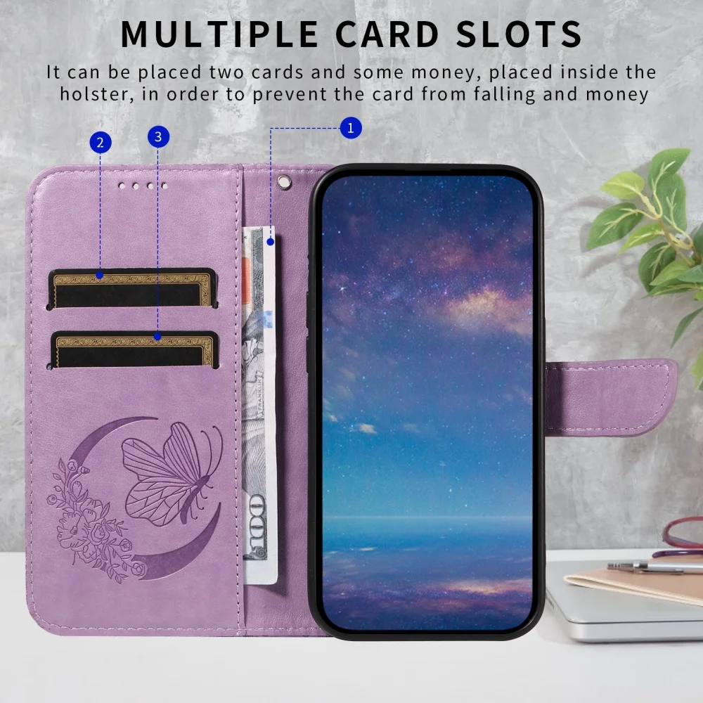 Luxury Leather Flip Wallet Phone Case with Card Holder and Protective Cover