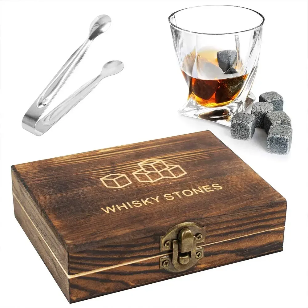 9PcsWhiskeyStonesGiftSetReuseableGraniteChillingStonesWhiskey