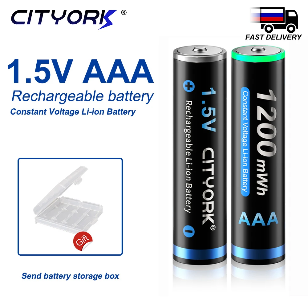 Batterie Ricaricabili Al Litio Cityork 1.5V Aaa 1200Mwh Aaa 1.5V Batterie Aaa Agli Ioni Di Litio Per Telecomando, Mouse Wireless