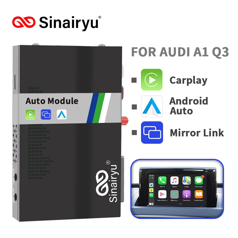 Sinairyu Wireless Apple CarPlay for Audi A1 Q3 2012-2018 MMI RMC 2G 3G Car Play Interface Android Auto Mirror-Link Retrofit Box