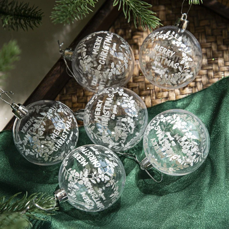 Christmas Ball Christmas Tree Decoration Window Display Transparent Ball Pendant Painted Decorations 6PCS/box 6cm