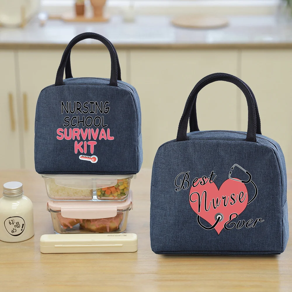 

Portable Lunch Bag Thermal Box Travel Breakfast Organizer Nurse Print Durable Office Cooler Lunch Bags Insulated Picnic Food Bag