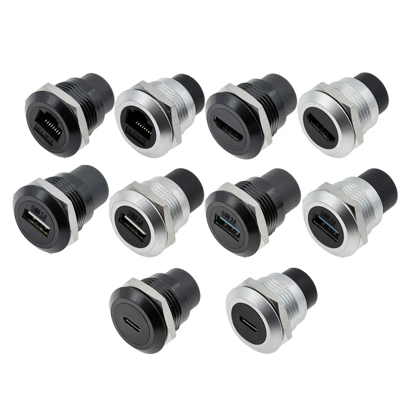 1pcs Metal Round Socket Module D Type Rj45 Straight Through Network ...