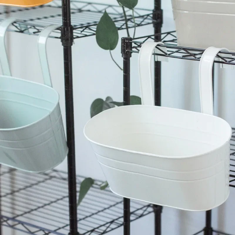 Colorful Hanging Flower Pot Detachable Double Hook Fence Plant Pot Horticultural Decor Bonsai Flower Rack Home Balcony Decor