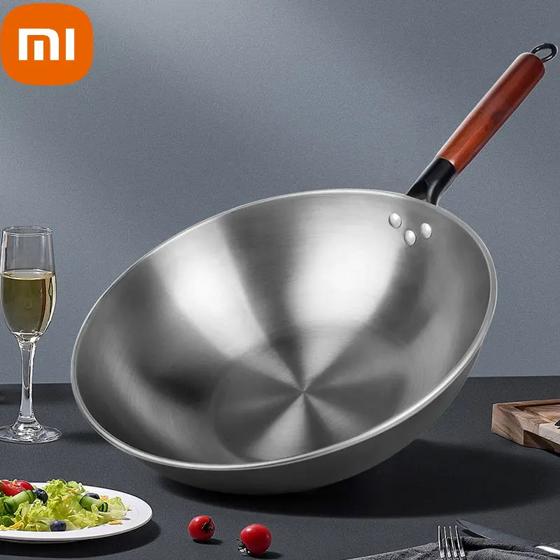 

Антипригарная сковорода Xiaomi Wok, 34 см, сковорода для жарки стейков и яиц, съемная деревянная ручка, посудомоечная машина, полностью кухонная посуда
