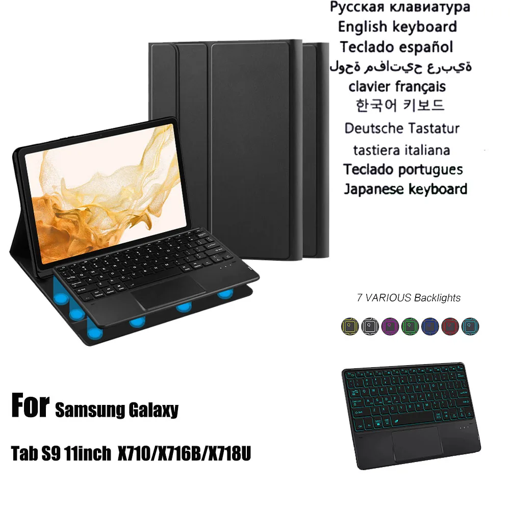 Capa de Teclado Retroiluminado para Samsung Smart Cover para Tablet Galaxy Tab s9 Plus 12.4 Ultra 14.6 11 12.4 2023