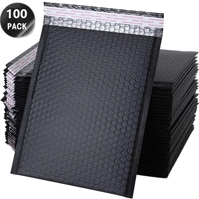 100pcs Black Bubble Mailers Padded Poly Envelopes Packaging For
