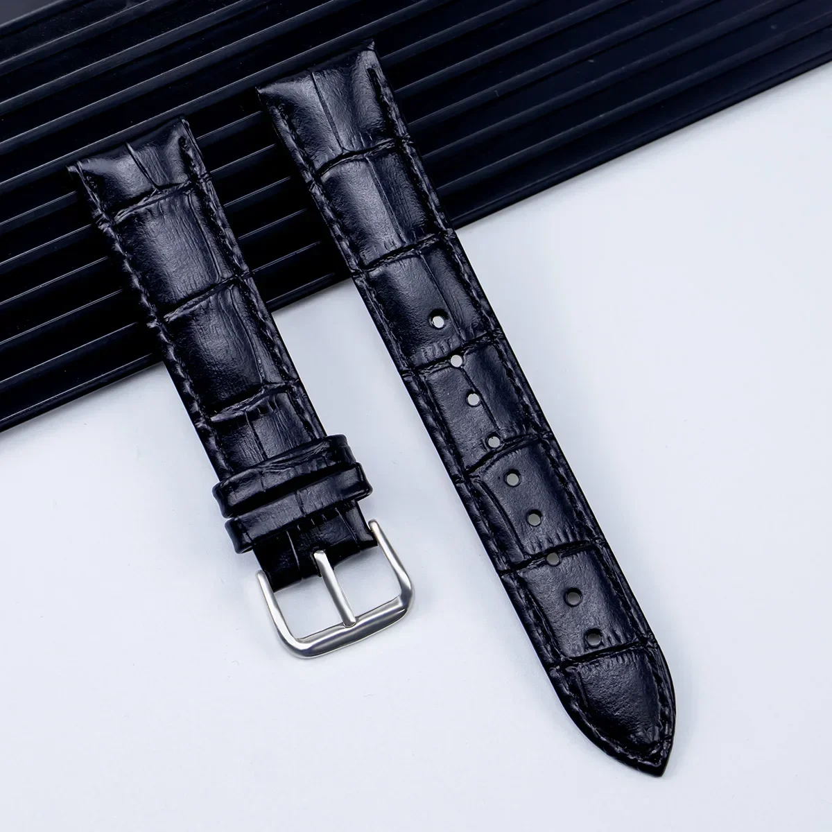 Premium Genuine Leather Watch Band Strap with Steel Pin Buckle – High-Quality Wrist Bracelet