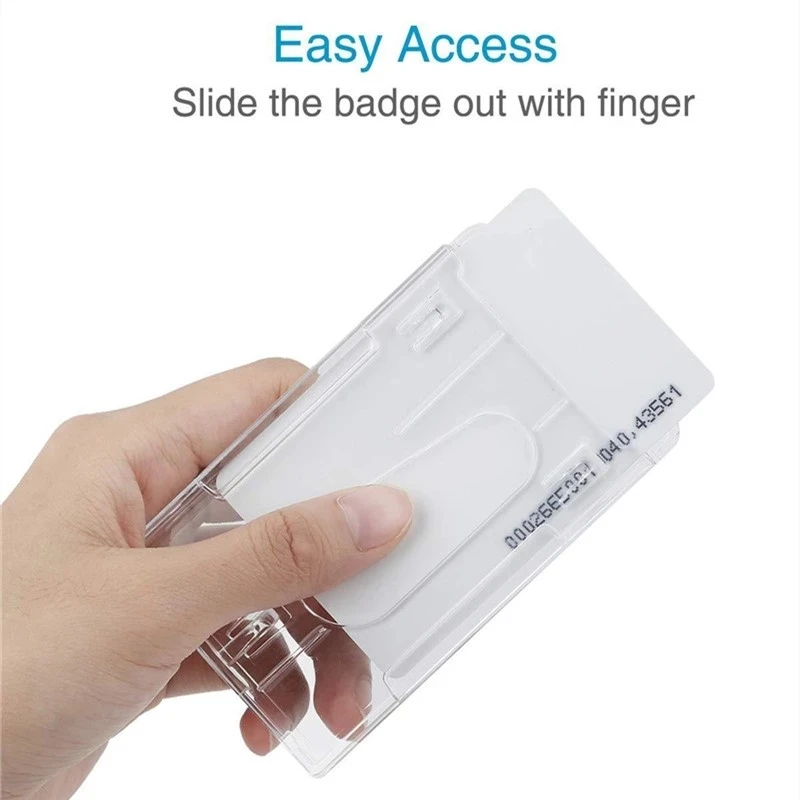 Clear Hard Plastic ID Card Holder with Lanyard - Transparent Badge Holder