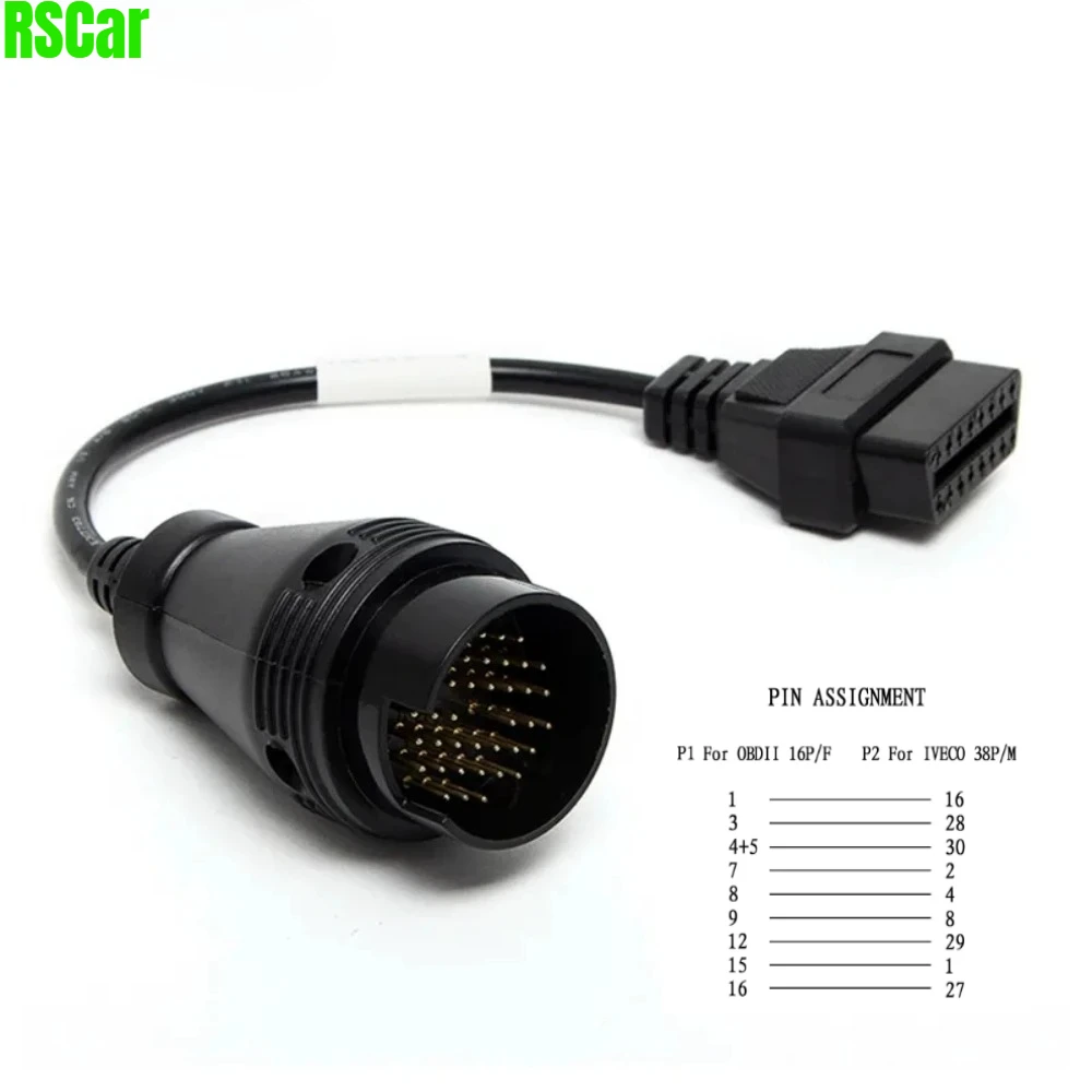 NEW OBD2 Cable for IVECO 38Pin/30Pin To16 Pin Connector Cable Heavy Duty Trucks Diagnostic Extension Cable Plug Car Interface