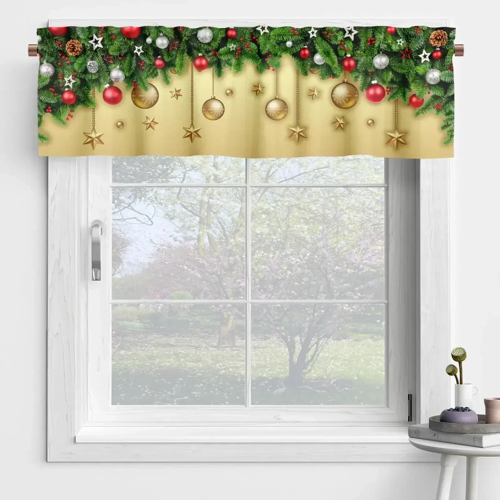 Snowman Christmas Valance Santa For Winter 137x45cm Decorations Claus Window Holiday Curtain 5