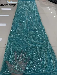 Latest Luxury Beaded Lace Fabric High Quality African Lace Fabric Handmade Beads Lace Fabric for Bridal Material French Net Lace