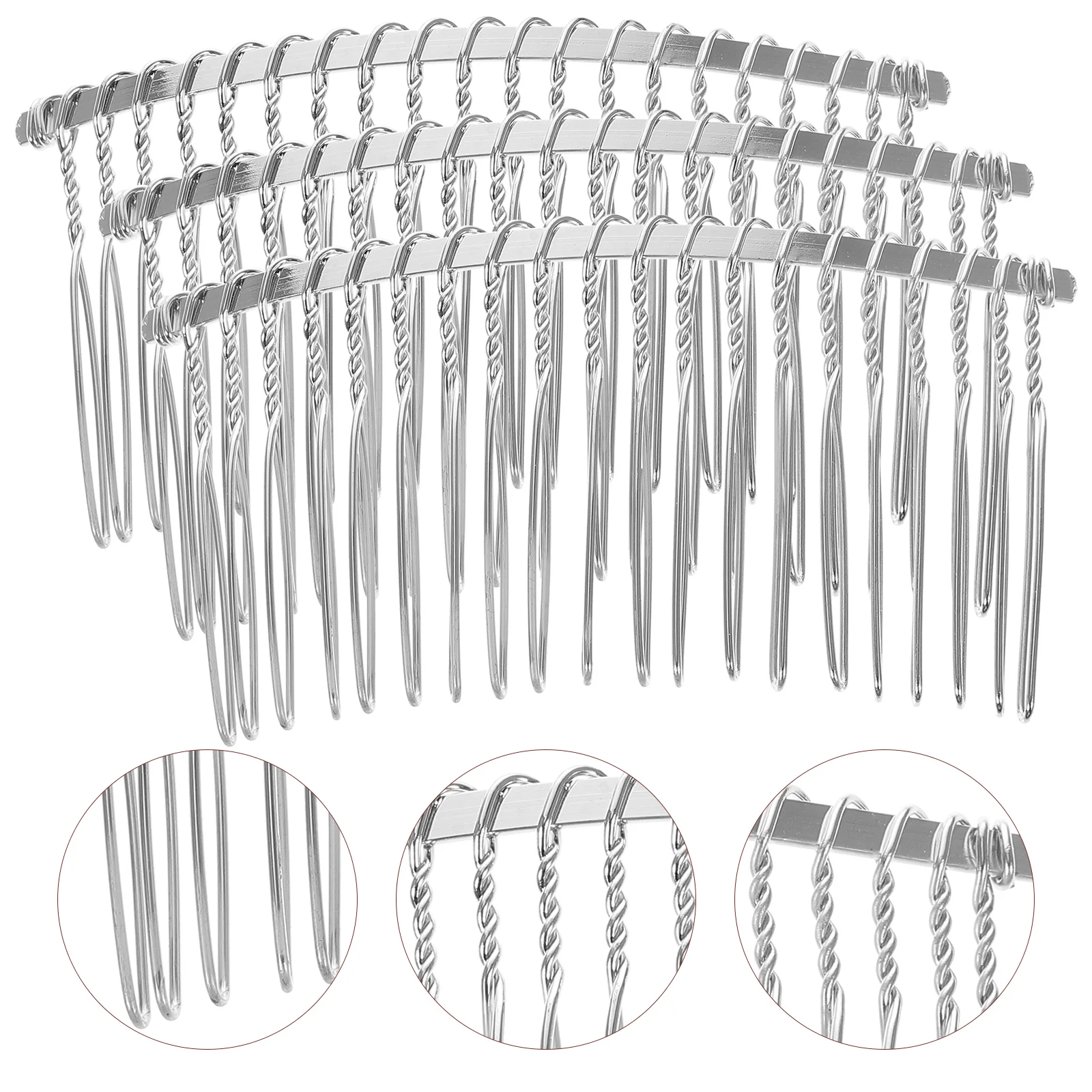 

3 Pcs Steel Wire Bride Bobby Pins Black Bridal Wedding Veil Comb Metal Hair for