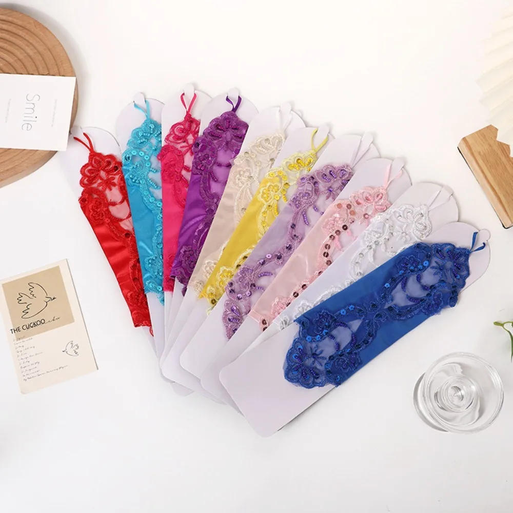 Hot Sale Party Dress Lace Gloves Sexy Rhinestone Wedding Bridal Gloves Clothing Accessories Elegant Evening Prom Decor Party