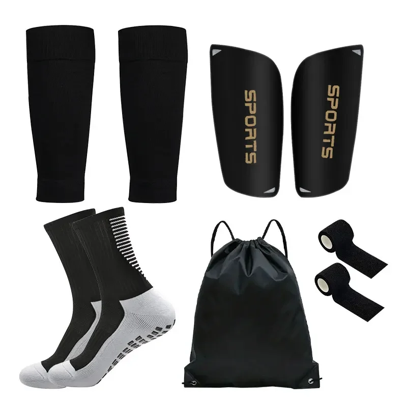 Soccer Shin Guards 5PCS Set Teenagers Football Bag Socks Grip Men Sport Socks Leg Cover Shank Board Bandag