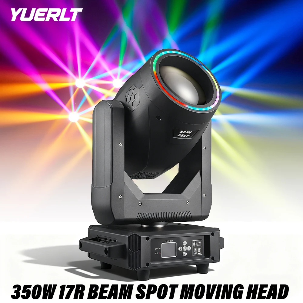 YUERLT 350W 17R Luz de cabeza móvil Beam Spot Wash con SMD Gobo, doble prisma, efecto arcoíris, enfoque, efecto frost y estroboscópico para DJ, discoteca, bodas
