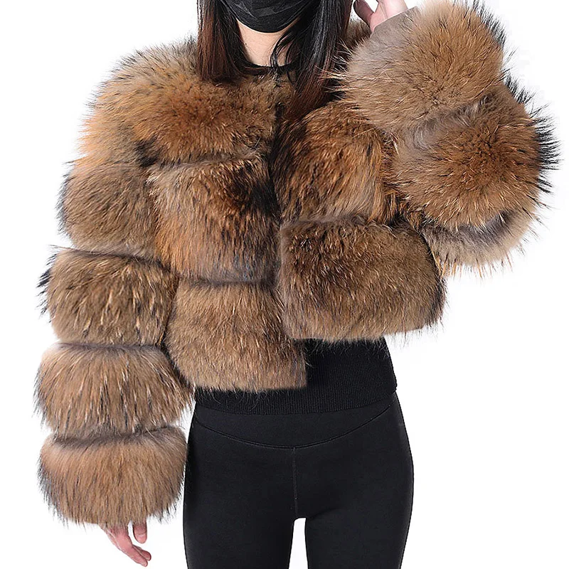 2024 maomaokong Super Hot Winter Women Luxury Thick Real Raccoon Fur Coat Natural Fox Fur Jacket Plus Size Jackets Female Vest 4
