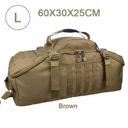 Large Capacity Tactical Backpack - Outdoor Camping and Travel Duffle Bag (L Brown)