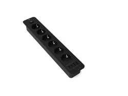 European Power Strip with Built - in USB Fast Charging and 2m Cable - 6AC black