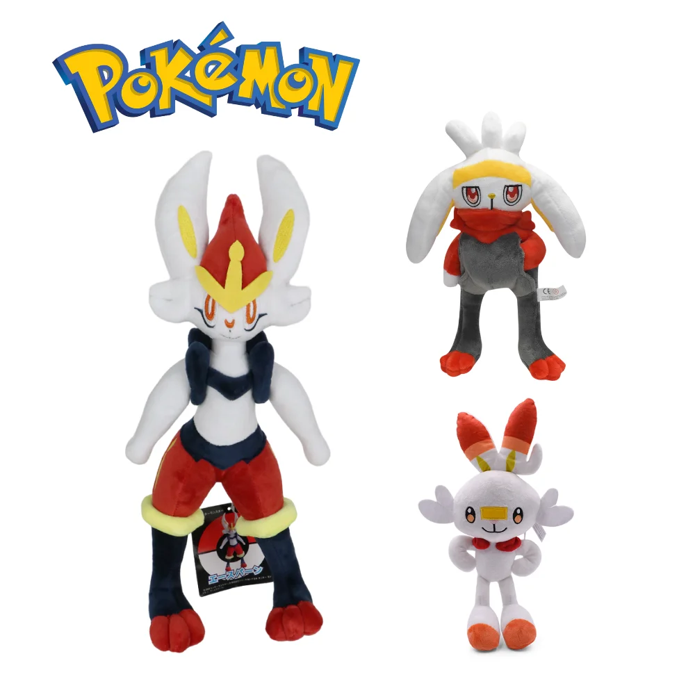Scorbunny Evolution Raboot Plüschtiere, gefüllte Puppe, Wurfkissen, Heimdekoration, Kawaii-Kaninchen, Weihnachtsgeschenk für Kinder und Freunde