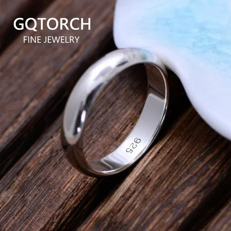 Real Pure 925 Sterling Silver Rings for Women And Men Simple Couple Ring Smooth Wedding Band for Lovers Name Engraved silver rings