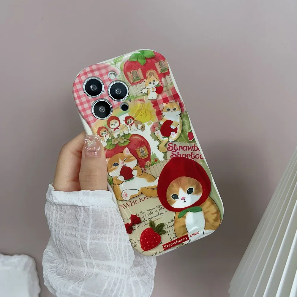 Cartoon Cat Red Apple Soft Chain Case Cover