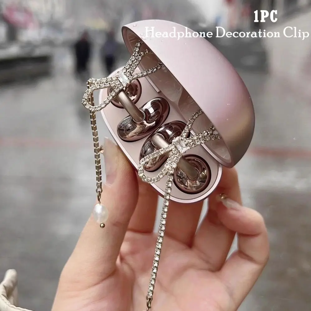 DIY Headphone Diameter Buckle Zircon  Pattern Headphone Decoration Clip Removeable Easy to Install Earbud Accessories