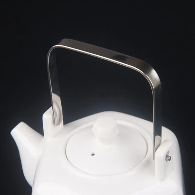 1PC DIY Tea Set Replacement Accessories Kung Fu Tea Ceramic Teapot Stainless Steel Handle Supplies