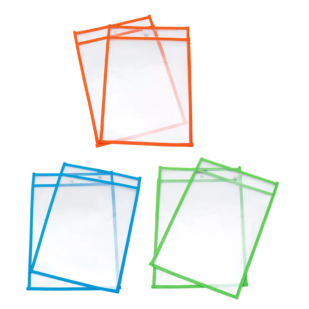 6Pcs 드라이 지우기 포켓 문서 보호를 위한 매우 두꺼운 투명 재사용 가능한 교육용 포켓 쓰기 연습 교육