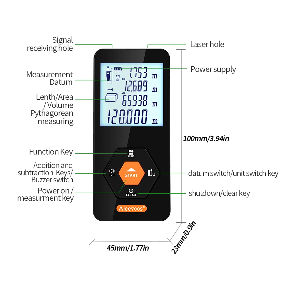 Green Light Digital Laser Rangefinder 50M70M100M120M Green Beam Laser Distance Meter Trena Tape Measure Roulette