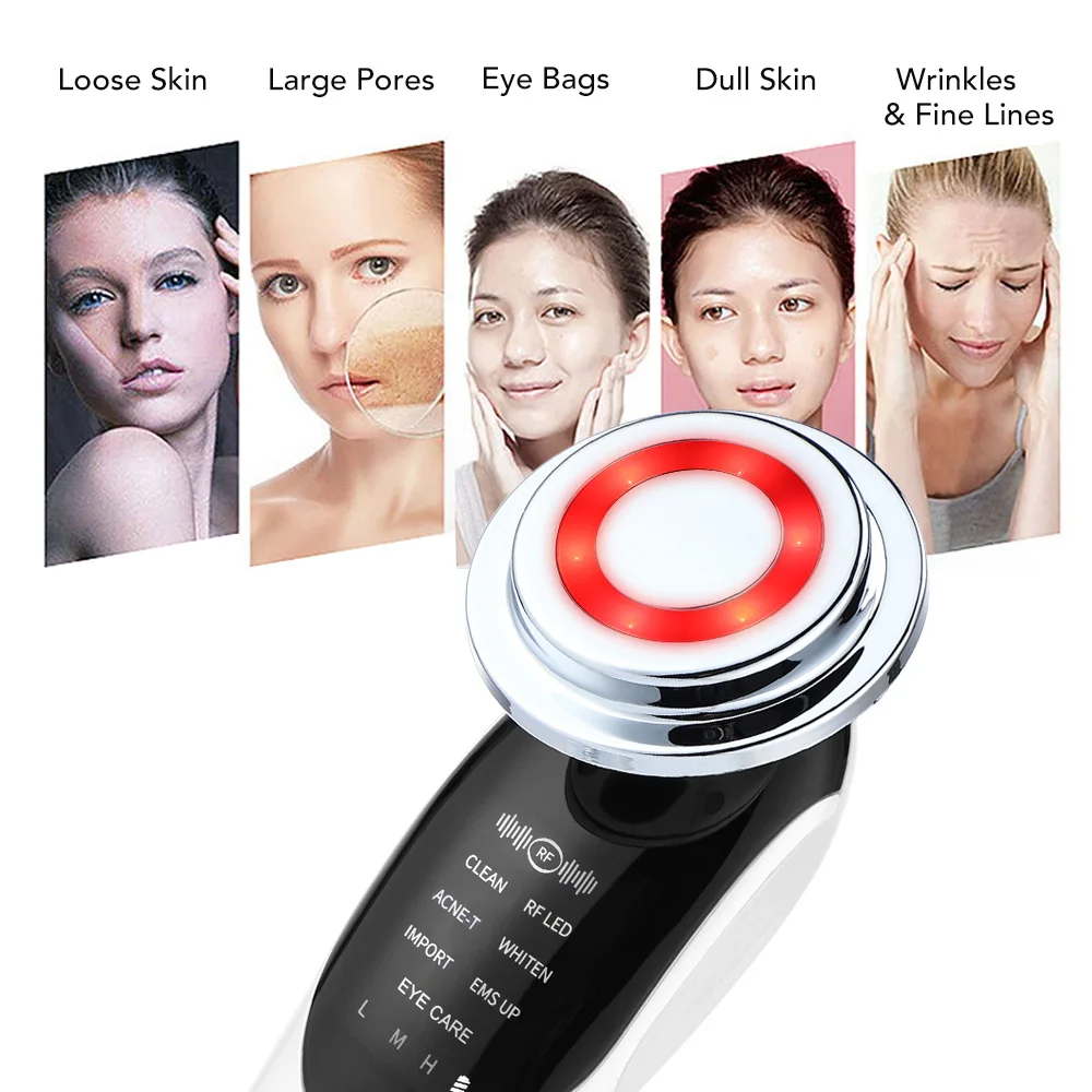 

Facial Massager 7 in 1 Mesotherapy Radiofrequency For Face Apparatus Radio Frequency EMS Skin Tightening Lifting Device LED Care