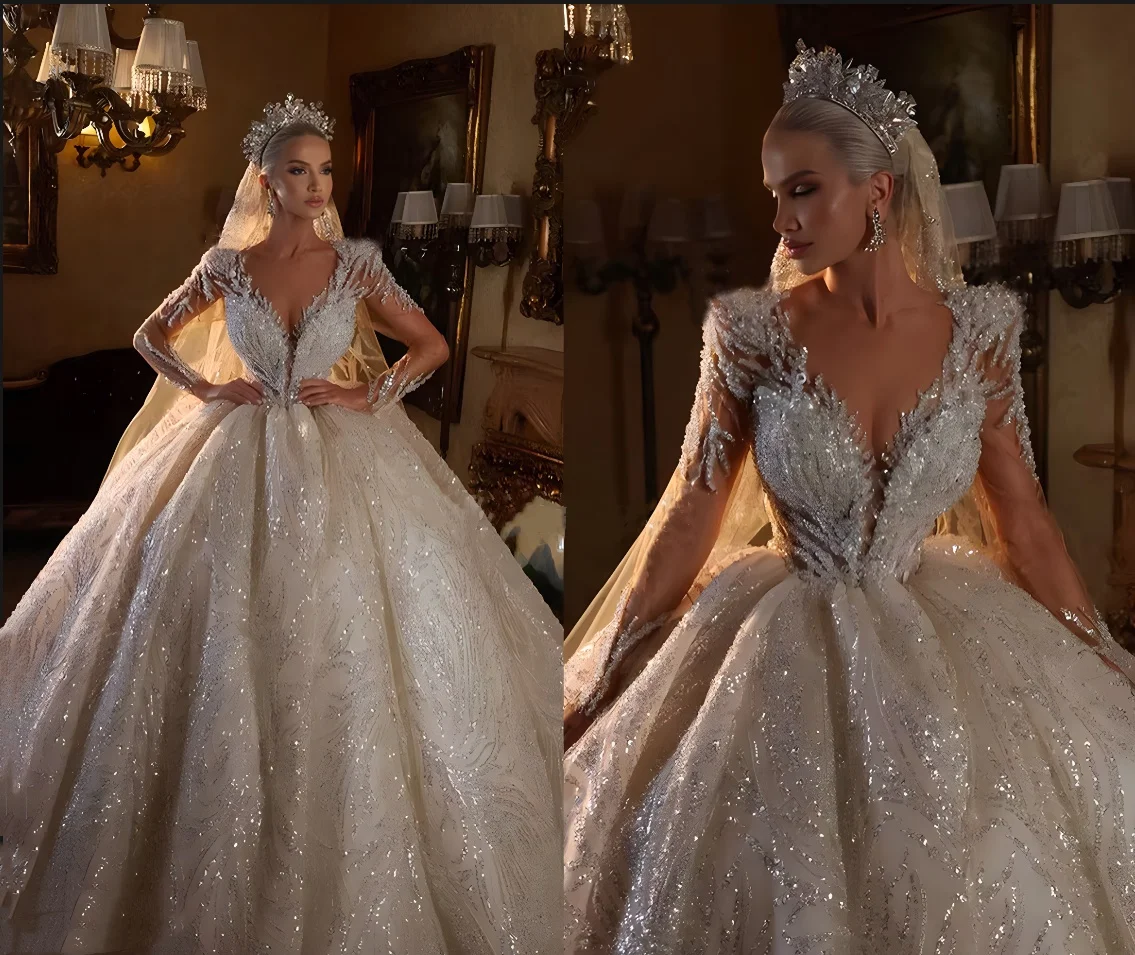 Serene Hill Ivory Luxury Dubai Wedding Dresses 2020 Beading Long Sleeves Luxury Elegant Bridal Gowns HX0318 Custom Made