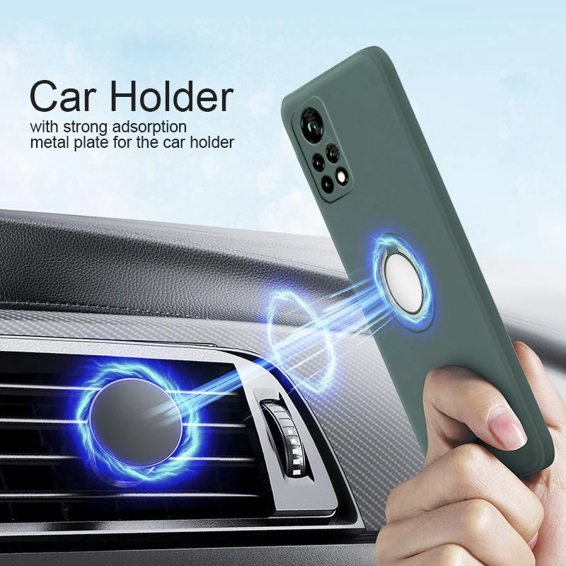 Premium Liquid Silicone Case with Ring Holder and Strap - Durable and Stylish Protection