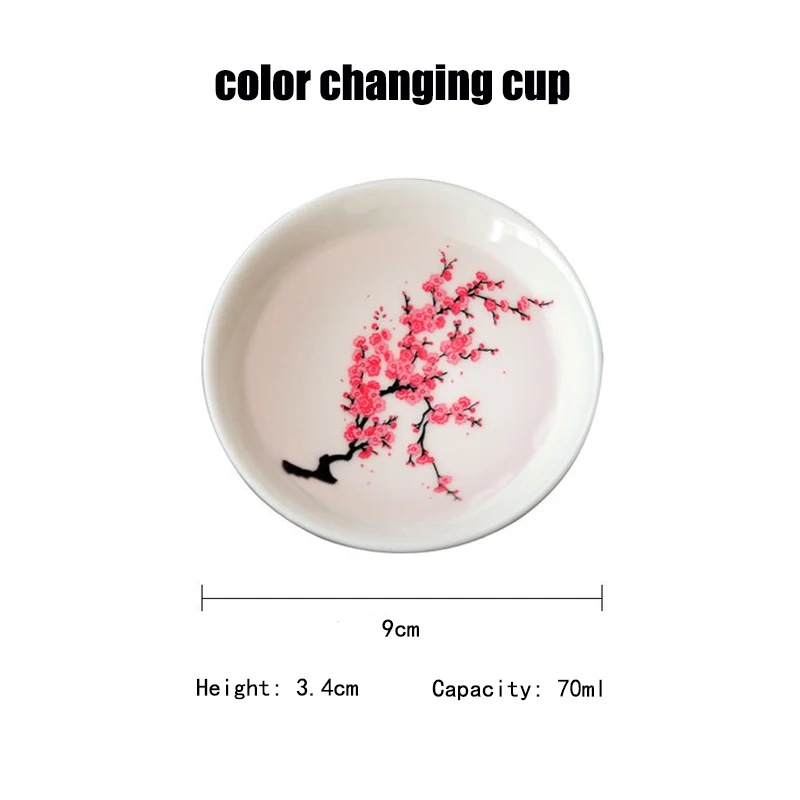 Japanese Magic Sakura Cup Cold Temperature Color Changing Flower Display Sake Cup Ceramic Kung Fu Tea Cup Tea Bowl Sakura Cup