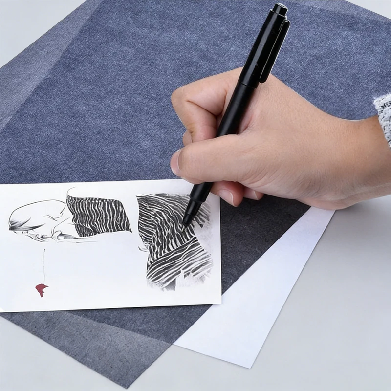 50Pcs A4 Black Graphite Copy Paper Carbon Paper Pattern Letters Erasable Tracing Paper Copy Paper Reusable Image For Office Use - 4