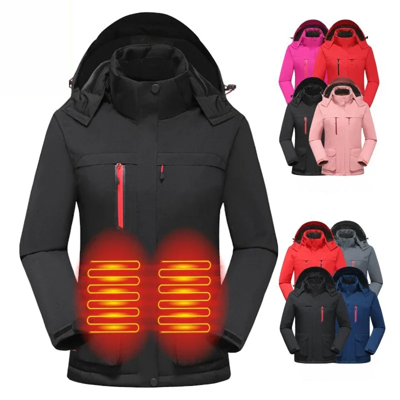 

Women 3 Areas Heated Jacket USB Electric Heating Vest For Men Winter Outdoor Warm Thermal Coat Parka Jacket NEW Cotton Jacket