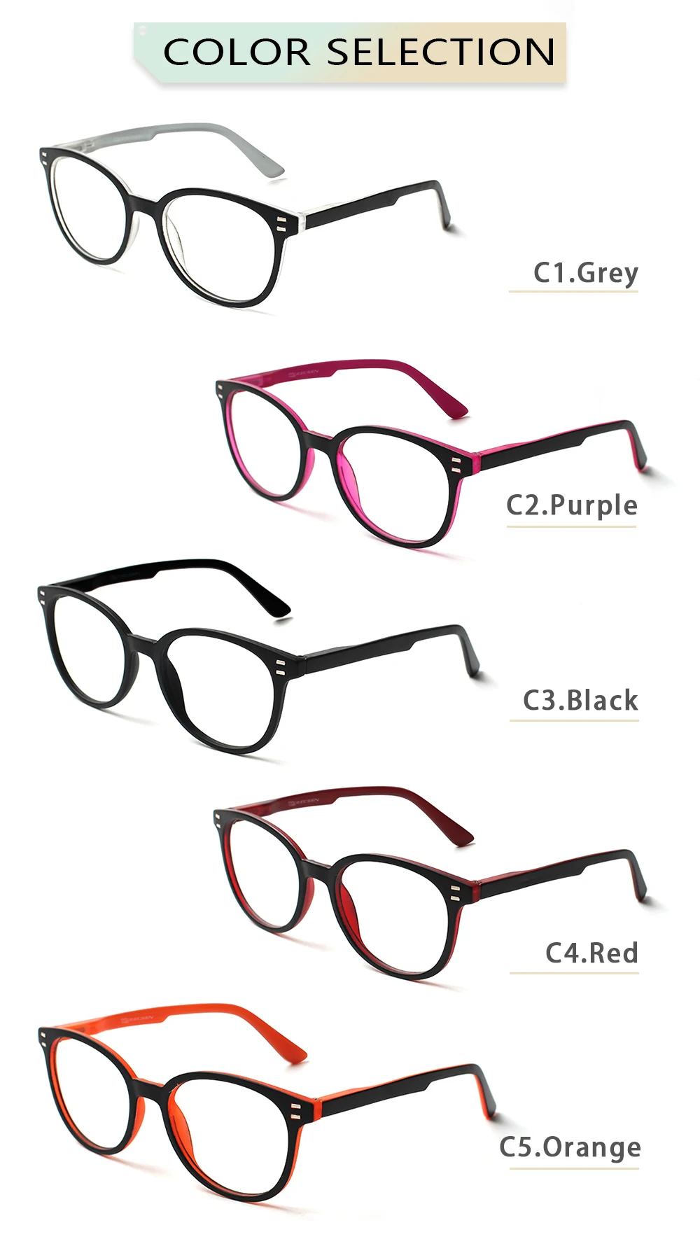 Henotin Prescription Reading Glasses Men Women High Quality Durable Spring Hinge Eyewear Retro Round Frame 0~600
