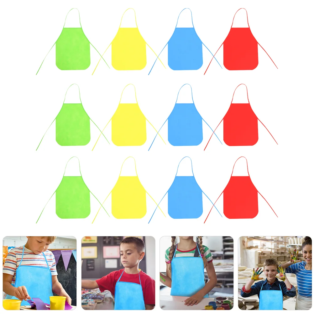 

12 Pcs Bathroom Decorations Kids Drawing Aprons Painting Adjustable Non-woven Fabric Baking Child Comfortable Children DIY