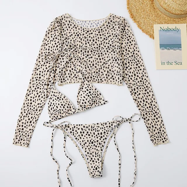 Ellolace Leopard Women's Swimsuit Of 3 Items Halter Micro Bikini Top Separately Print Bathing Suit Brazilian Low Waist Beachwear 5