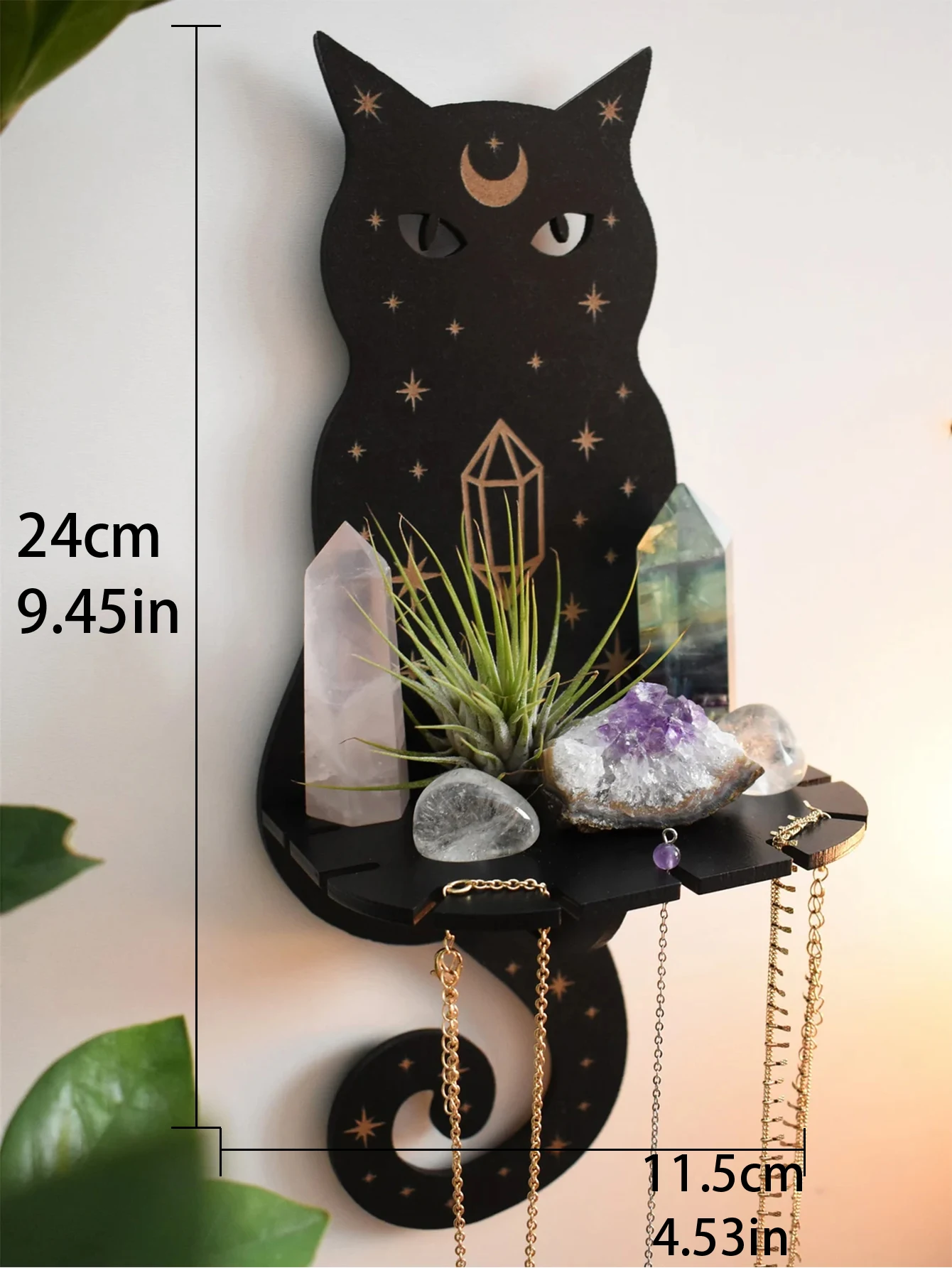 Cat Wall Crystal Shelf Cute Wooden Wall Shelf Crystal Display Organizer Floating Shelves Living Room Bathroom Decor Gift