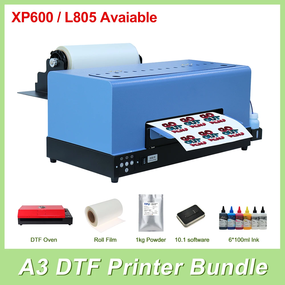 A3 DTF Plus Printer XP600 DTF T-shirt Printing Machine Direct Transfer  Printer with White Ink Stir Complete DTF Kit For T-shirts