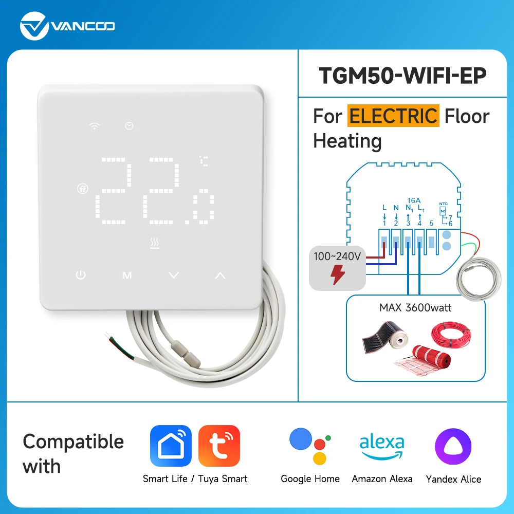 Smart Tuya WiFi-thermostaat 16A/3A Digitaal programmeerbaar LCD-scherm Vloerverwarmingstemperatuur kopen vanaf een prijs van 27