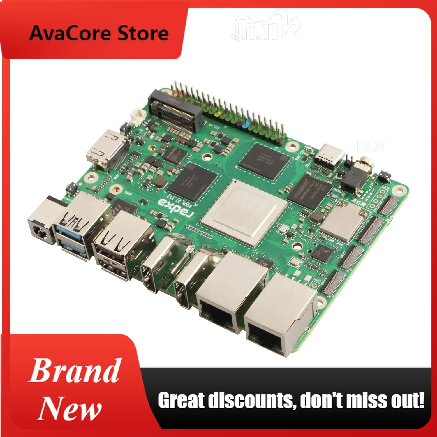 AvaCoreRadxa ROCK 5T RK3588 8코어 CPU 8K HDMI, LPDDR5 RAM, 산업용/소비자용 WiFi 6