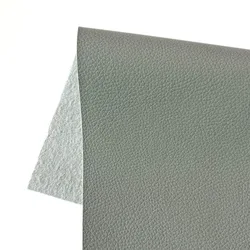 Litchi PU Leatherette Vinyl Fabric for DIY Crafting and Sewing Projects - Waterproof Faux Leather Roll (16 Gray)