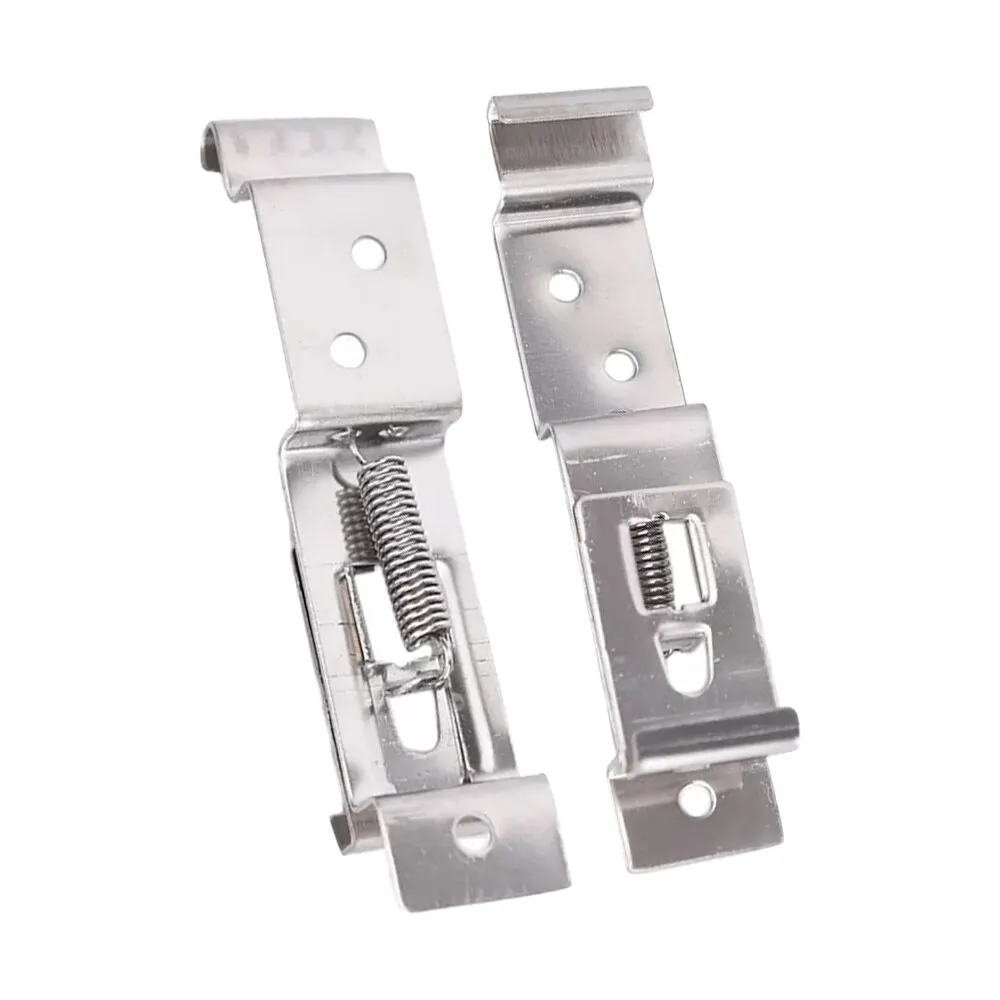License Plate Bracket 2 PCS Rectangular Car License Plate Spring Loaded Stainless Steel Bracket Cars Frame Holder Clamps Trailer Number Plate Clips