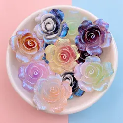 5Pcs New Cute Resin Sparkling Roses Series Flat Back Parts Embellishments For Hair Bows Accessories Free Shipping