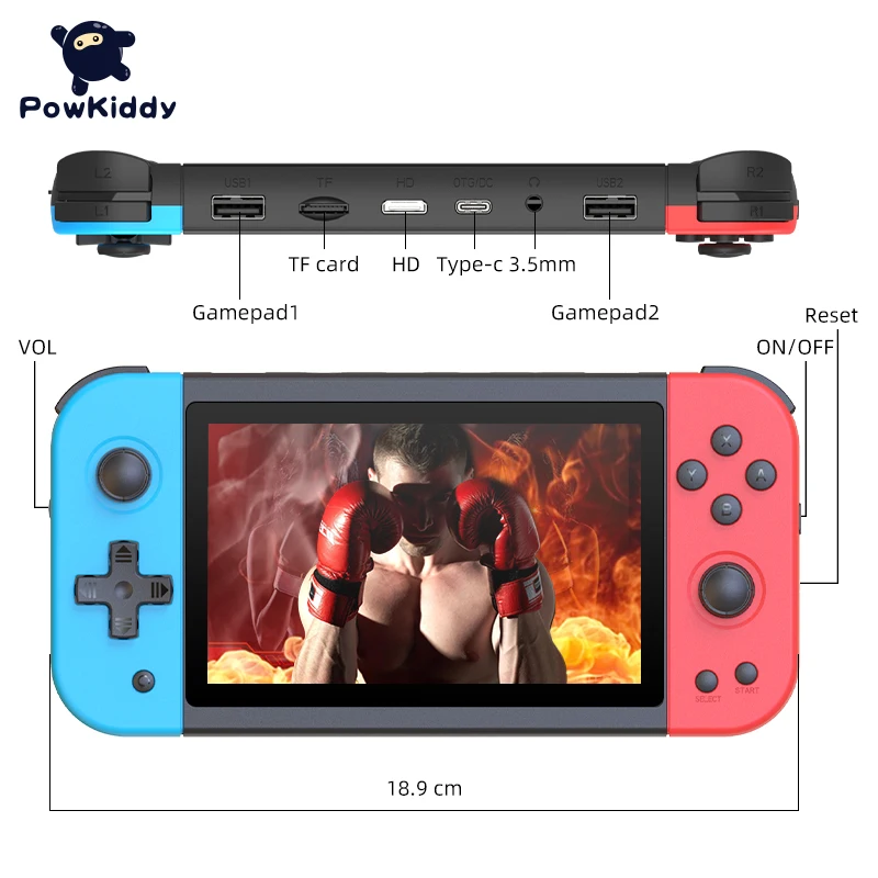 Powkiddy X51 5.0 ġ IPS 800*480 ȭ Ʈ ޴  ܼ, HD  Ƽ÷̾   