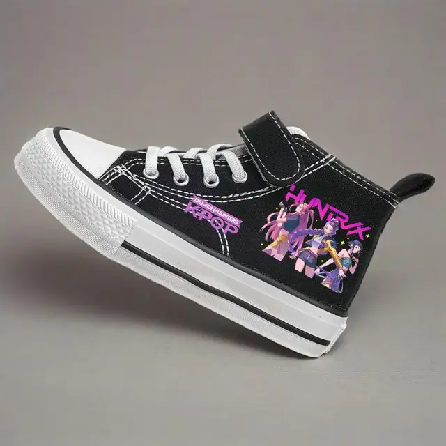 Children's Canvas Shoes High-Top Kpop Demon Hunter Girls Sneakers Breathable Kids sports Shoes Student Running Tennis Shoe