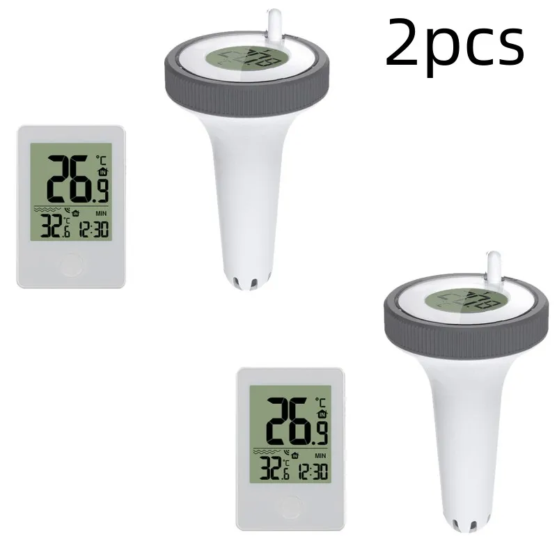 

2Pcs Smart Swimming Pool Thermometer Humidity 12/24 ℃/℉ Time Real-time Temperature Outdoor Sensor Water Spas Aquariums