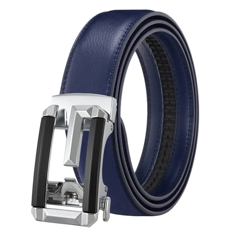 Leather Men's Women's 3.5cm Click Belt with High Quality Alloy Automatic Buckle Unisex Classic Business Belts for Jeans